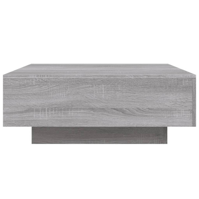 Stolik kawowy z LED, szary dąb sonoma, 80x80x31 cm