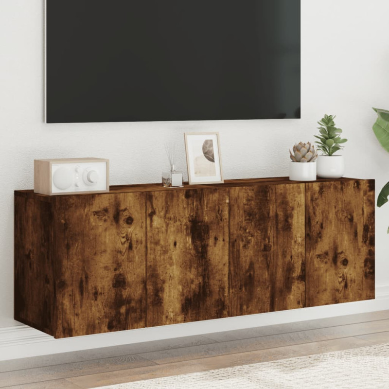 Ścienne szafki TV, 2 szt. przydymiony dąb, 60x30x41 cm