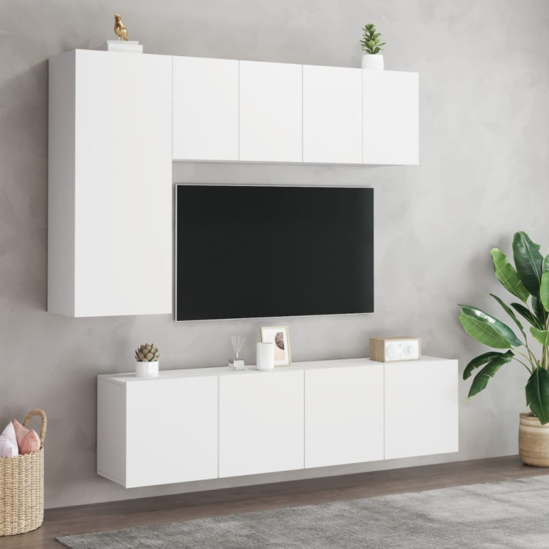Ścienne szafki TV, 2 szt., białe, 60x30x41 cm