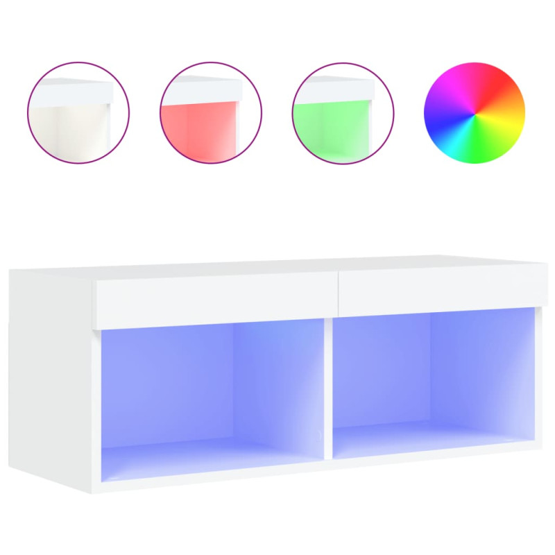 Szafka TV z oświetleniem LED, biała, 80x30x30 cm
