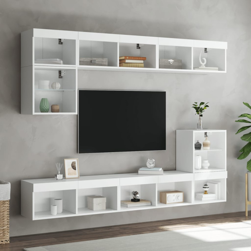 Szafka TV z oświetleniem LED, biała, 80x30x30 cm