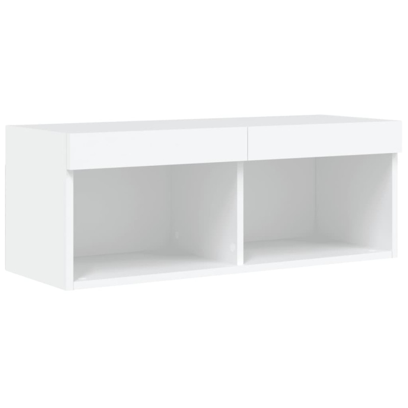 Szafka TV z oświetleniem LED, biała, 80x30x30 cm