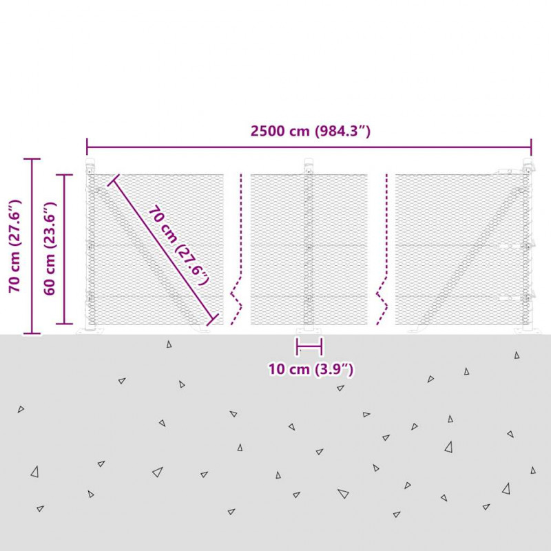 Słupek ogrodzeniowy. Zielony 25 x 0,6 m (siatka 13 mm)