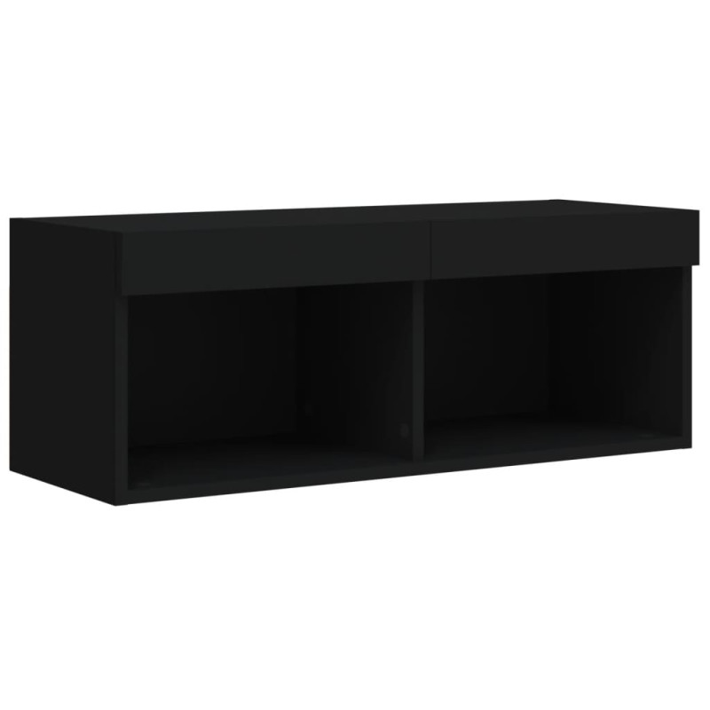 Szafka TV z LED, czarna, 80x30x30 cm