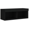 Szafka TV z LED, czarna, 80x30x30 cm