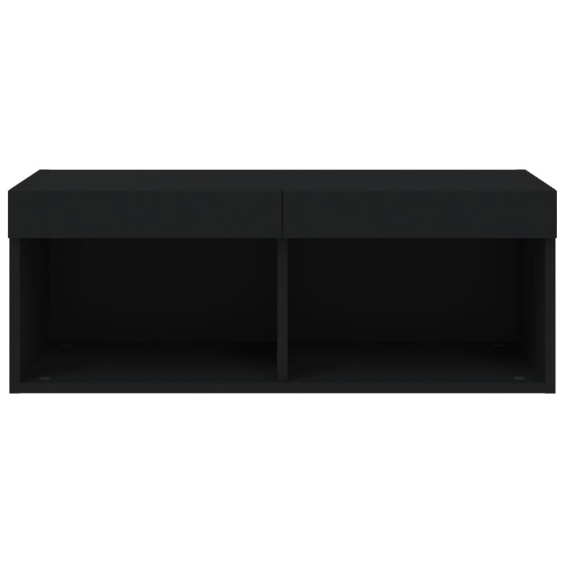 Szafka TV z LED, czarna, 80x30x30 cm