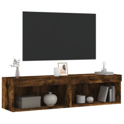 Szafki pod TV, z LED, 2 szt., przydymiony dąb, 60x30x30 cm