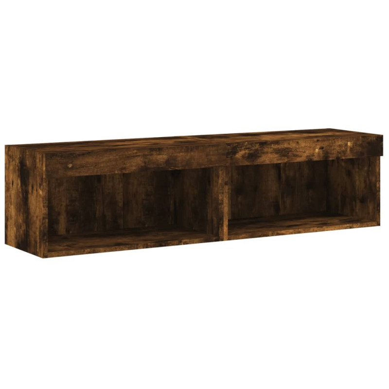 Szafki pod TV, z LED, 2 szt., przydymiony dąb, 60x30x30 cm