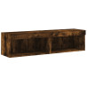 Szafki pod TV, z LED, 2 szt., przydymiony dąb, 60x30x30 cm
