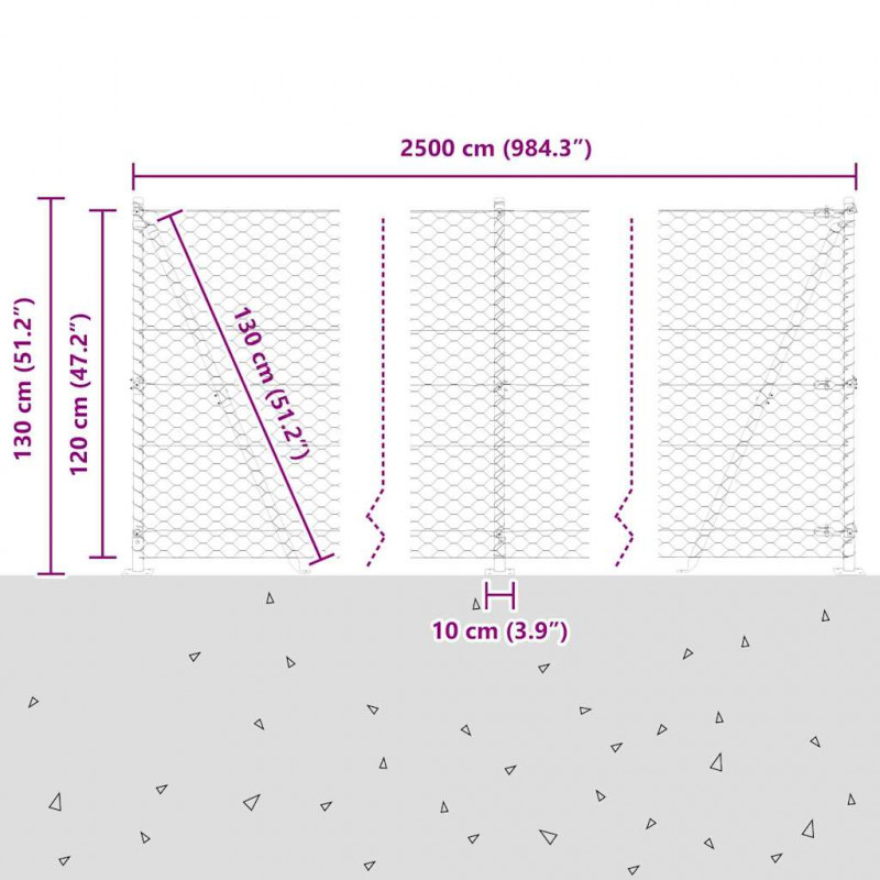Słupek ogrodzeniowy. Zielony 25 x 1,2 m (siatka 50 mm) Stal