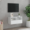 Ścienna szafka TV, biała, 60x30x30 cm, materiał drewnopochodny