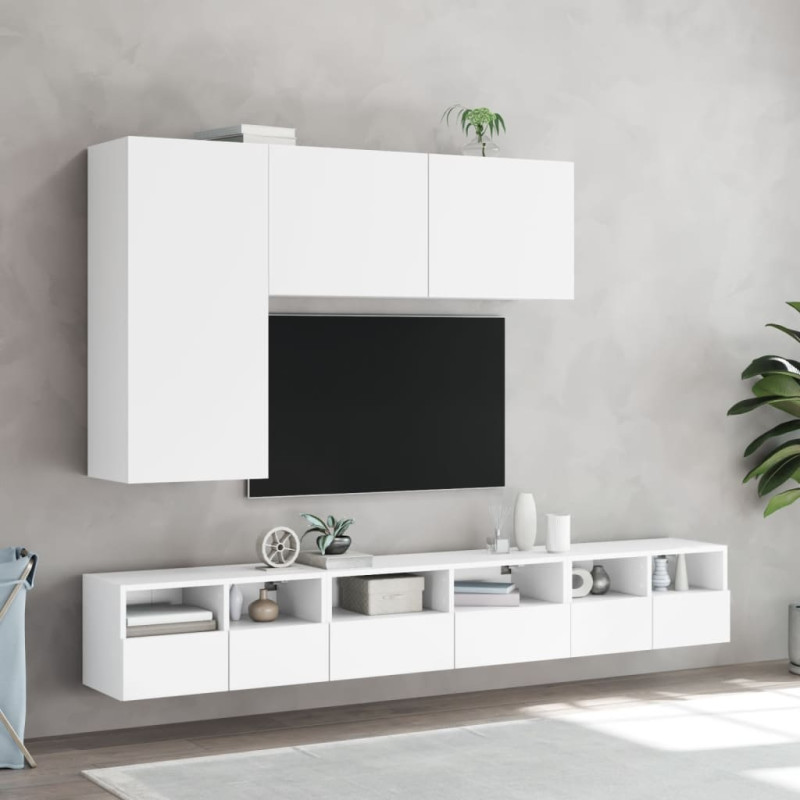Ścienna szafka TV, biała, 60x30x30 cm, materiał drewnopochodny