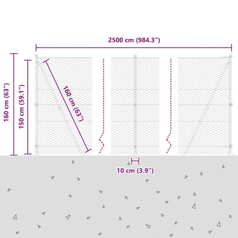 Słupek ogrodzeniowy. Zielony 25 x 1,5 m (siatka 36 mm) Stal