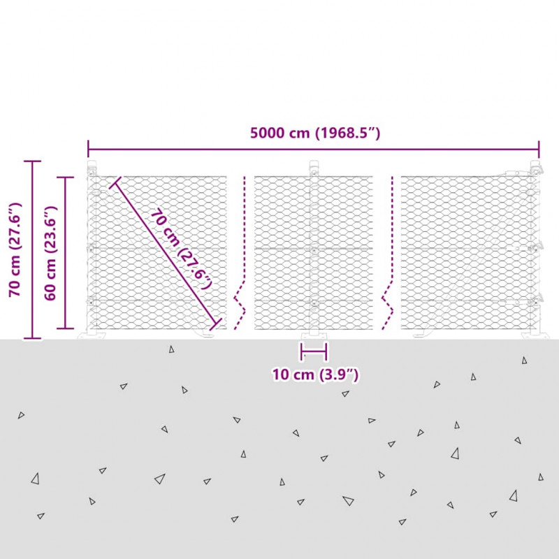 Słupek ogrodzeniowy. Zielony 50 x 0,6 m (siatka 25 mm)