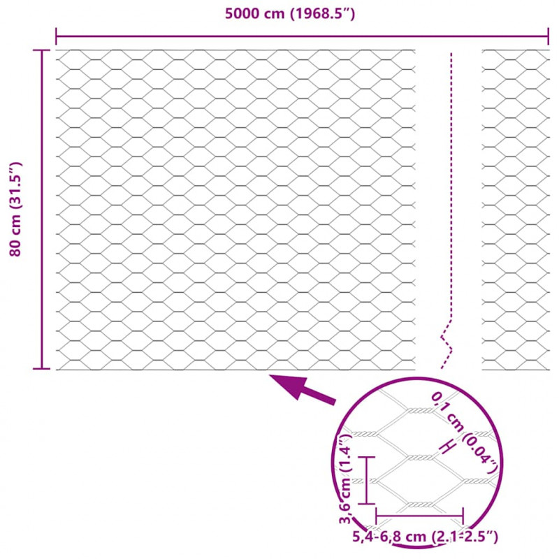 Słupek ogrodzeniowy. Zielony 50 x 0,8 m (siatka 36 mm)