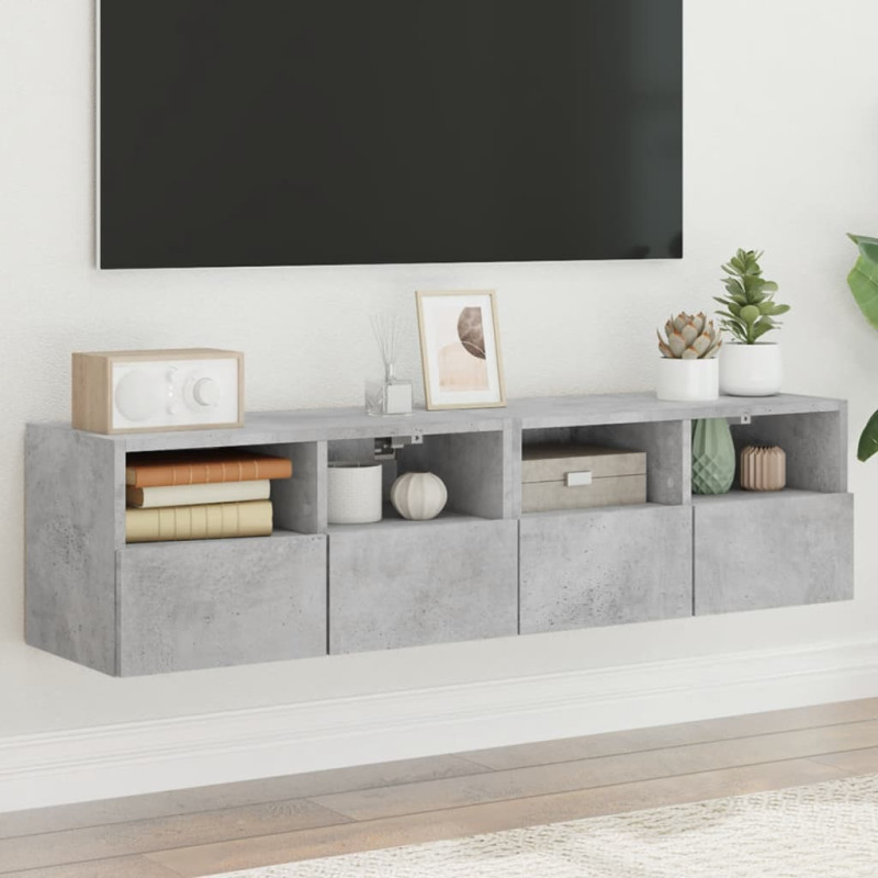 Ścienne szafki TV, 2 szt., szarość betonu, 60x30x30 cm