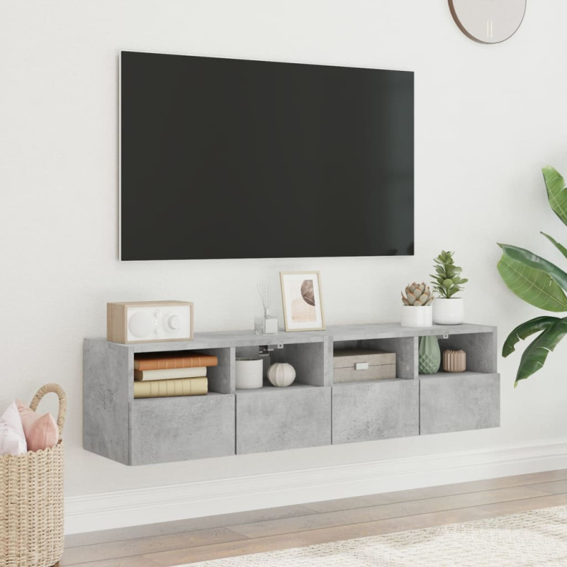 Ścienne szafki TV, 2 szt., szarość betonu, 60x30x30 cm