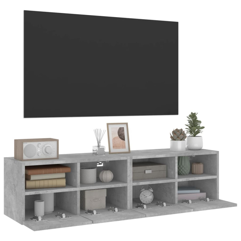 Ścienne szafki TV, 2 szt., szarość betonu, 60x30x30 cm
