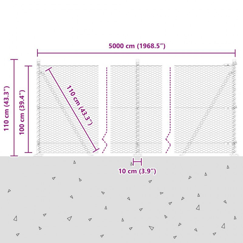 Słupek ogrodzeniowy. Zielony 50 x 1 m (siatka 25 mm) Stal i PVC