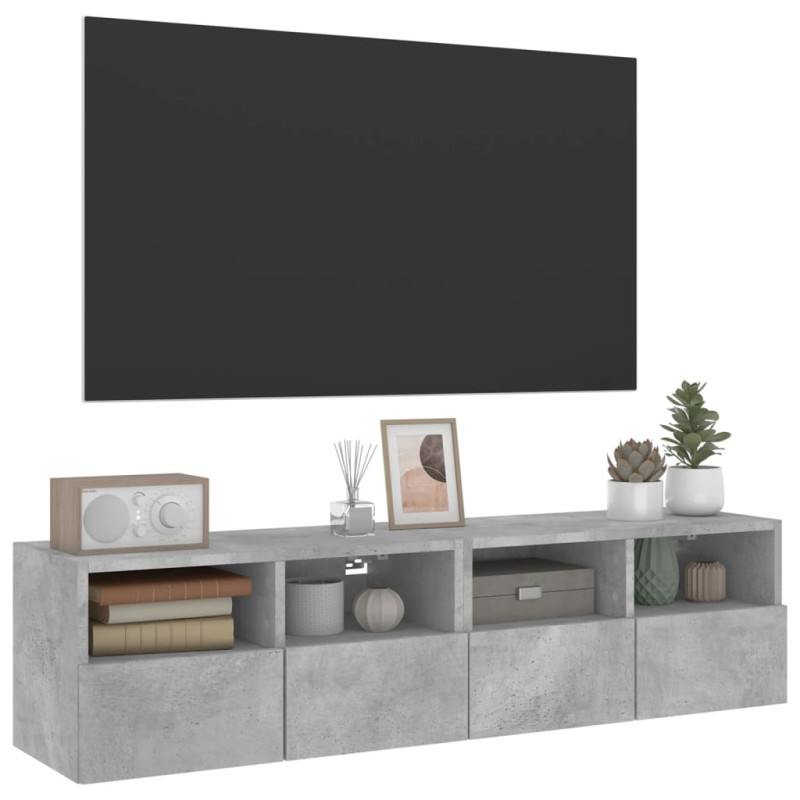 Ścienne szafki TV, 2 szt., szarość betonu, 60x30x30 cm