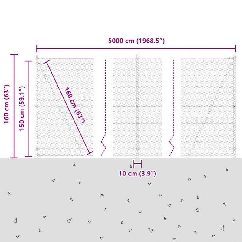 Słupek ogrodzeniowy. Zielony 50 x 1,5 m (siatka 36 mm)