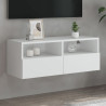 Ścienna szafka TV, biała, 80x30x30 cm, materiał drewnopochodny