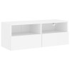 Ścienna szafka TV, biała, 80x30x30 cm, materiał drewnopochodny