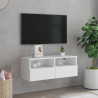 Ścienna szafka TV, biała, 80x30x30 cm, materiał drewnopochodny