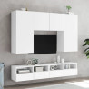 Ścienna szafka TV, biała, 80x30x30 cm, materiał drewnopochodny