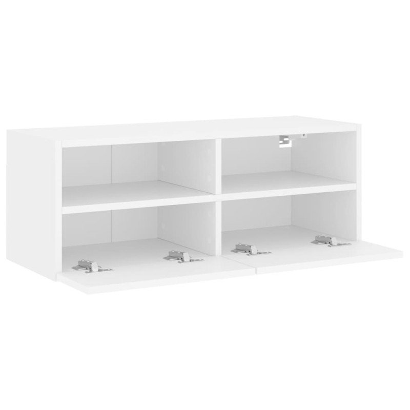 Ścienna szafka TV, biała, 80x30x30 cm, materiał drewnopochodny