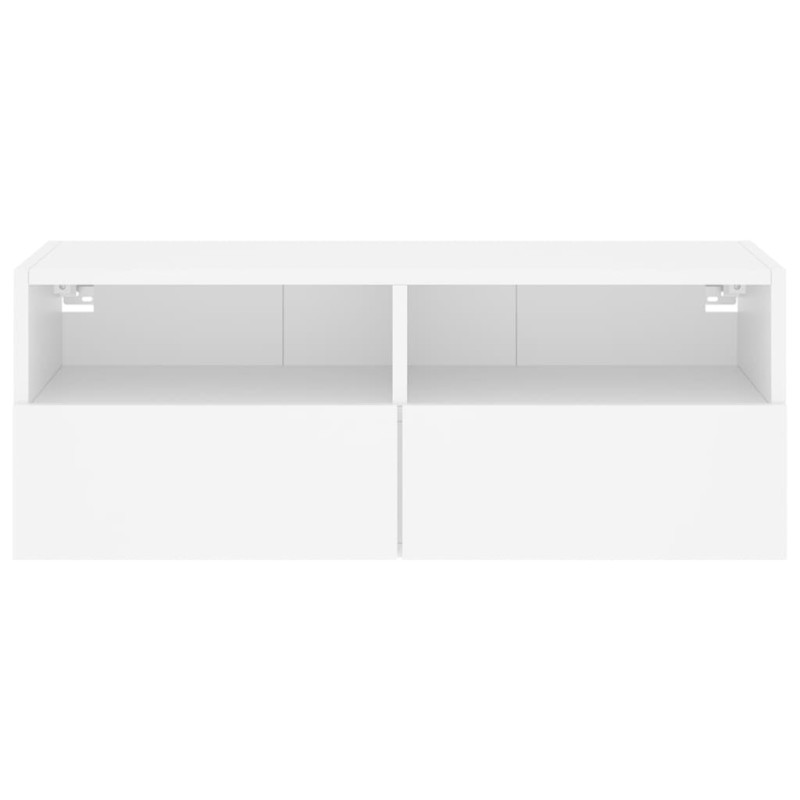 Ścienna szafka TV, biała, 80x30x30 cm, materiał drewnopochodny