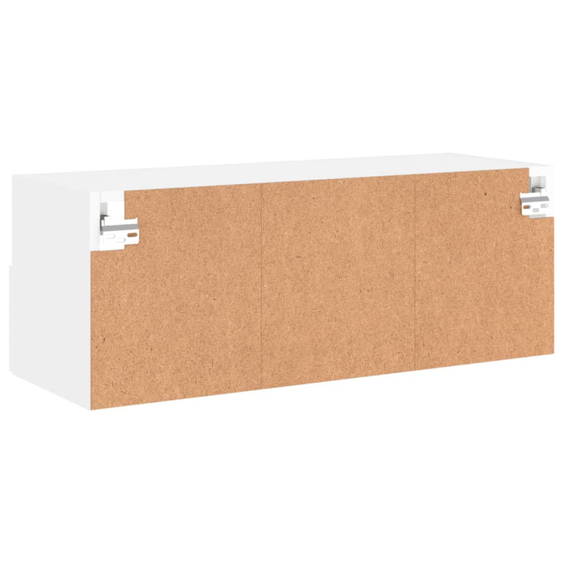 Ścienna szafka TV, biała, 80x30x30 cm, materiał drewnopochodny