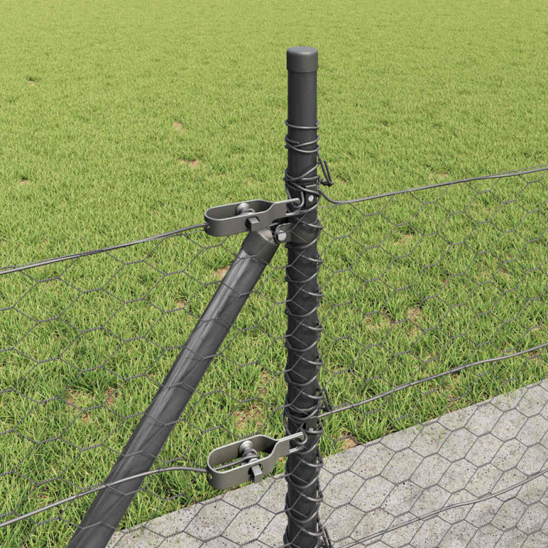 Słupek ogrodzeniowy. Szary 10 x 0,5 m (siatka 36 mm) Stal i PVC