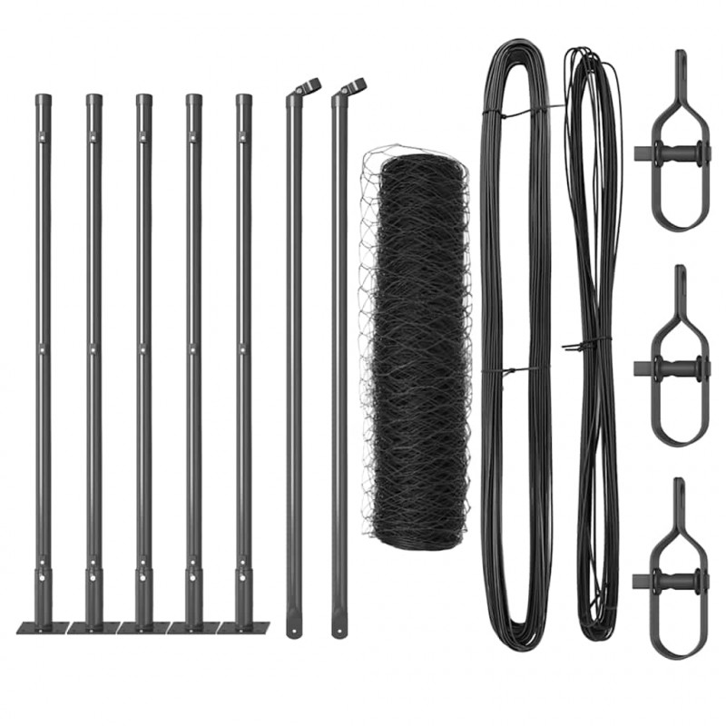 Słupek ogrodzeniowy. Szary 10 x 0,6 m (siatka 36 mm) Stal i PVC