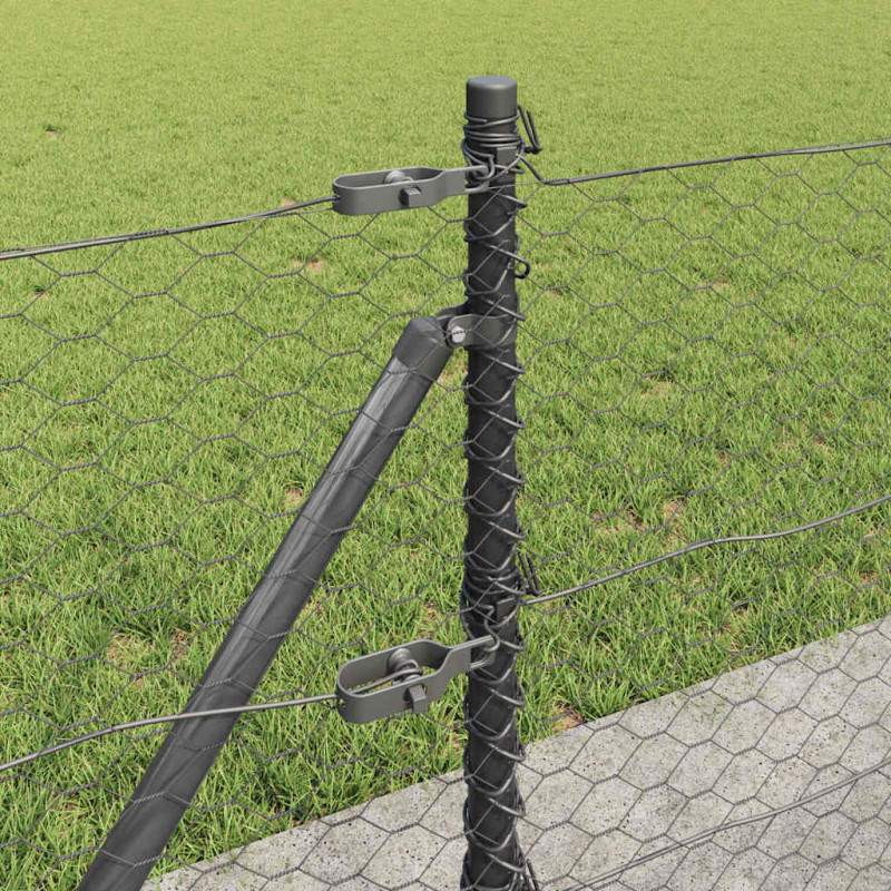 Słupek ogrodzeniowy. Szary 10 x 0,6 m (siatka 36 mm) Stal i PVC