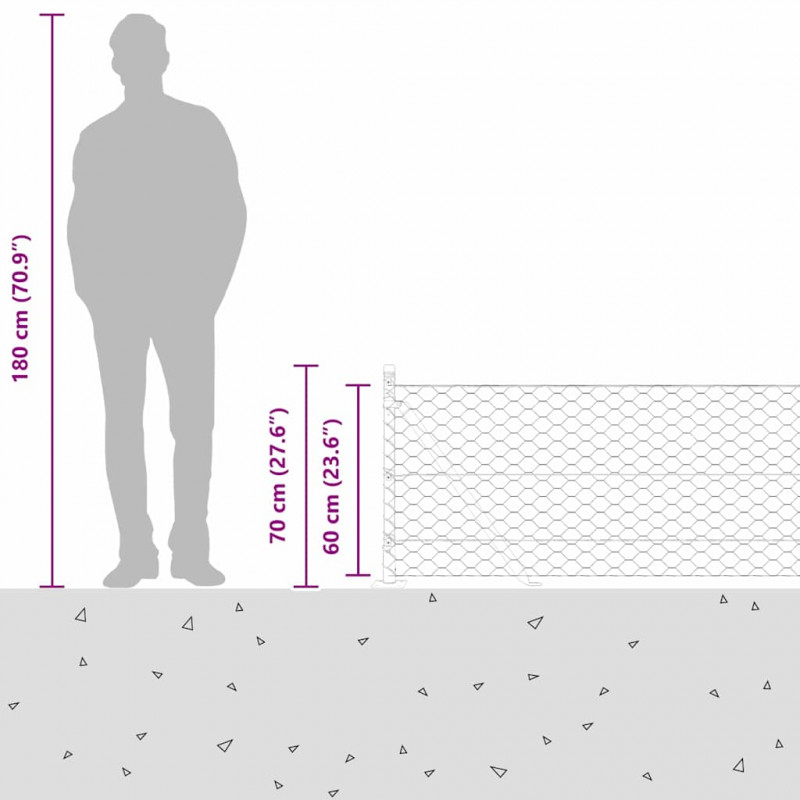 Słupek ogrodzeniowy. Szary 10 x 0,6 m (siatka 50 mm) Stal i PVC