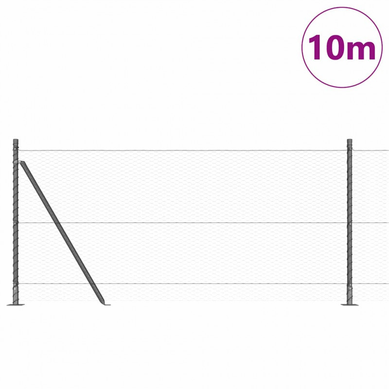 Słupek ogrodzeniowy. Szary 10 x 1 m (siatka 25 mm) Stal i PVC