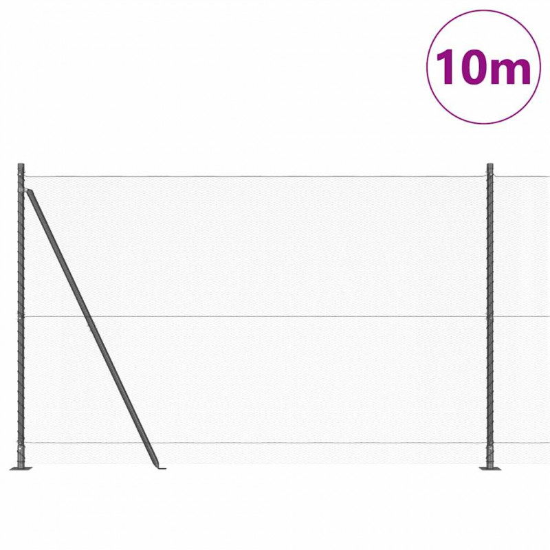 Słupek ogrodzeniowy. Szary 10 x 1,4 m (siatka 13 mm) Stal i PVC