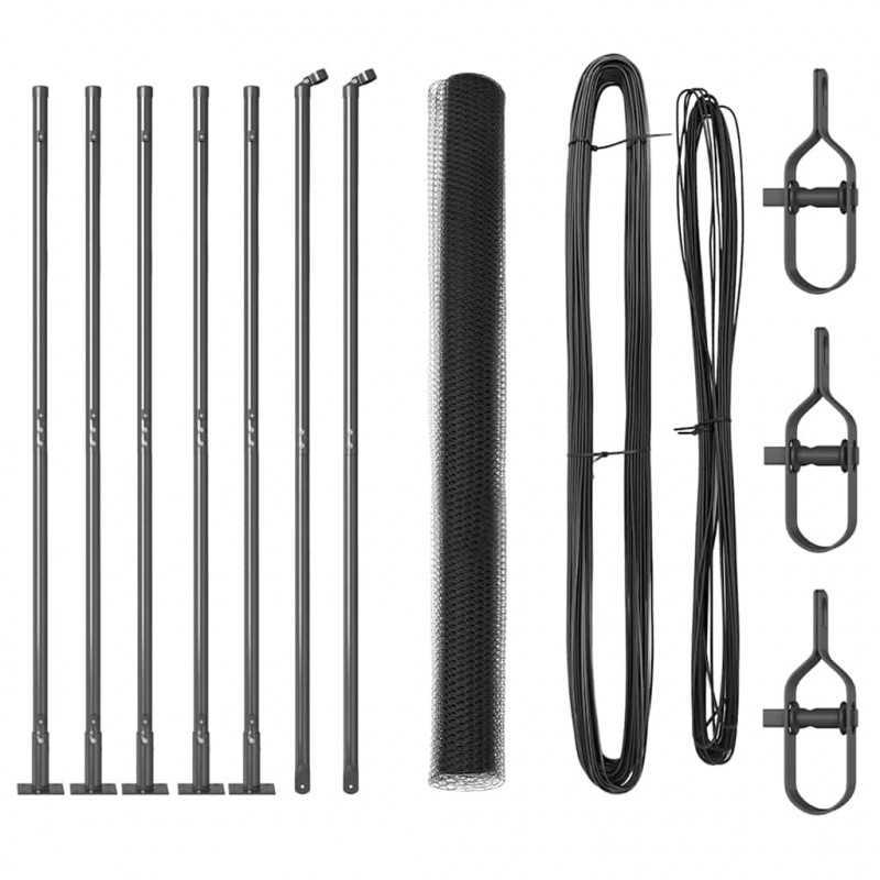 Słupek ogrodzeniowy. Szary 10 x 1,4 m (siatka 25 mm) Stal i PVC