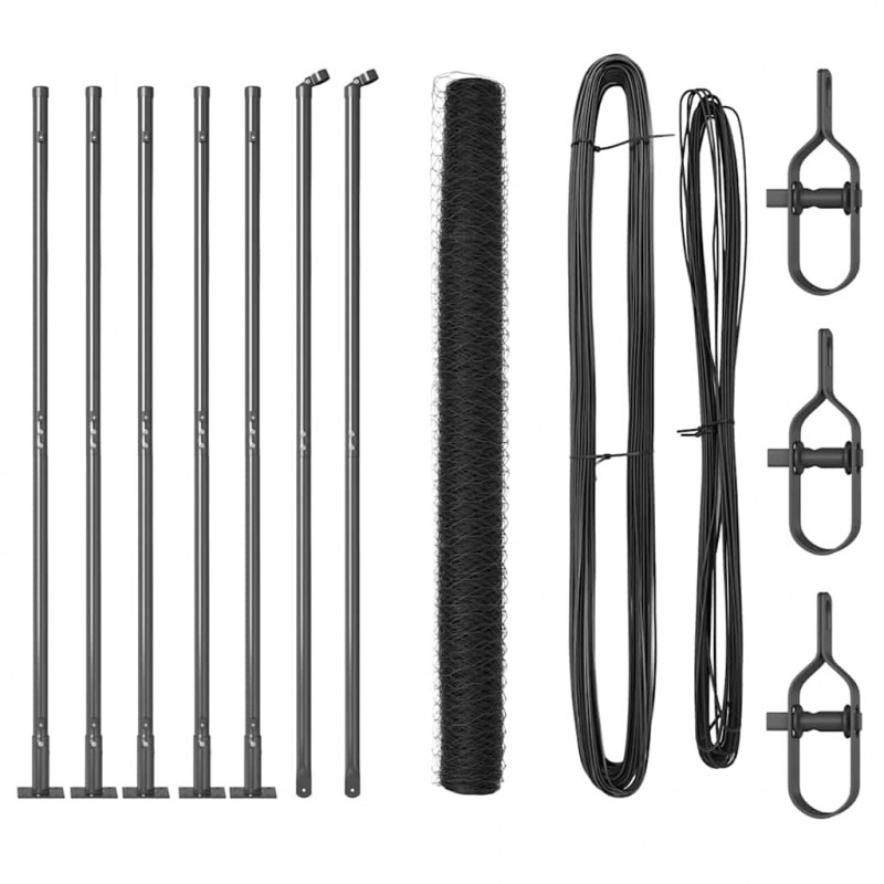 Słupek ogrodzeniowy. Szary 10 x 1,4 m (siatka 50 mm) Stal i PVC
