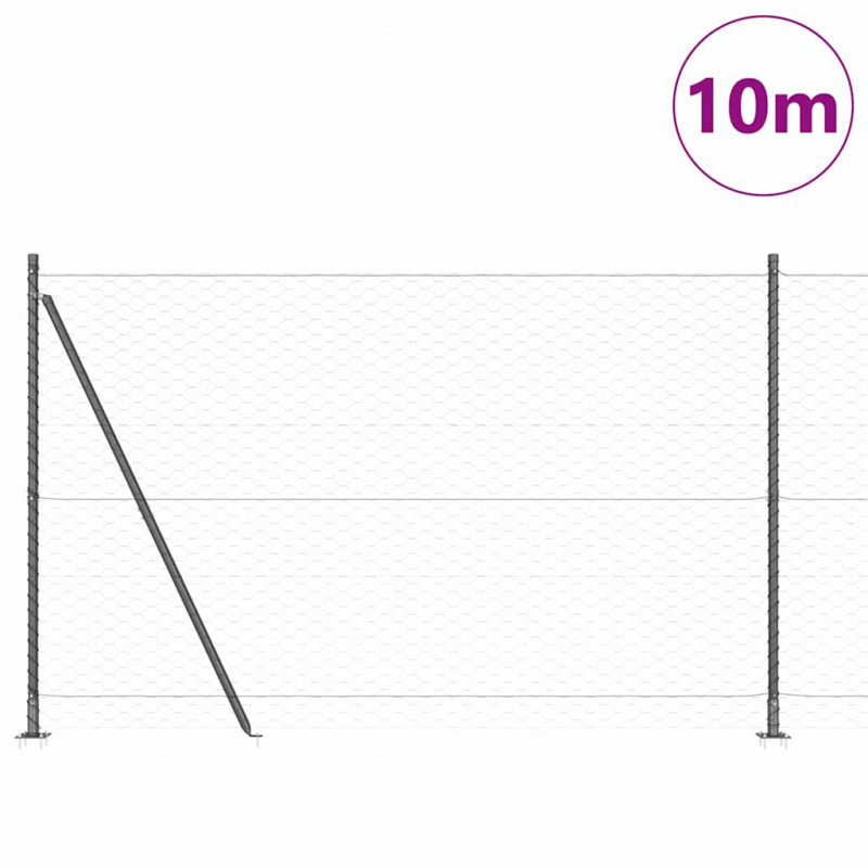 Słupek ogrodzeniowy. Szary 10 x 1,5 m (siatka 50 mm) Stal i PVC