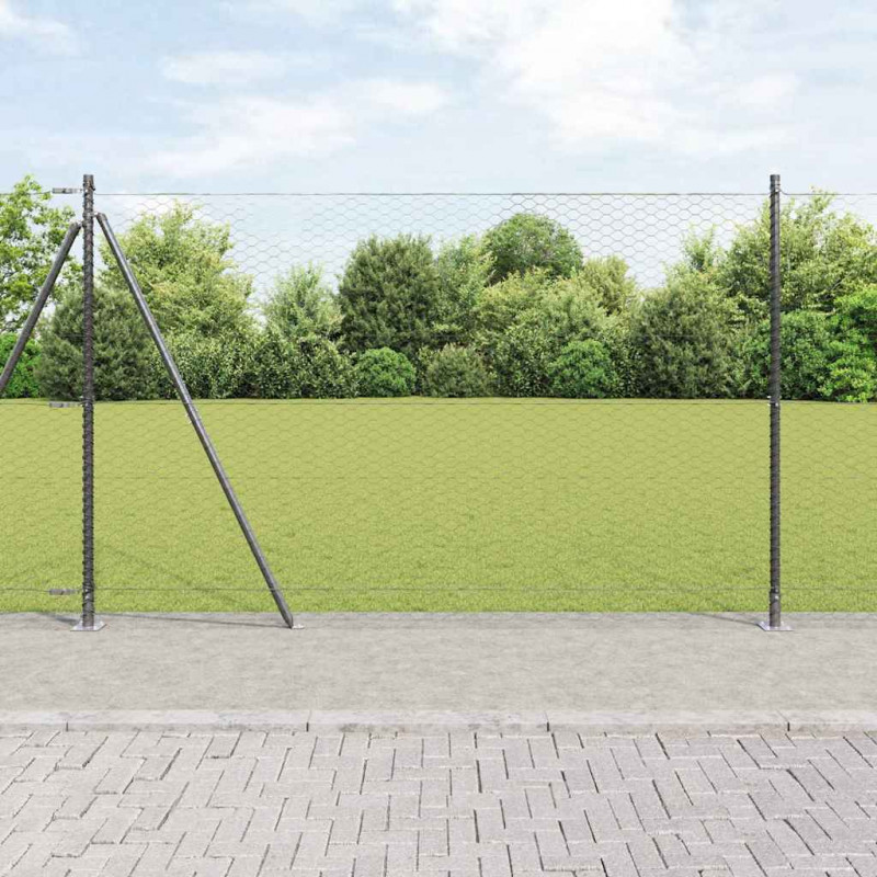 Słupek ogrodzeniowy. Szary 10 x 1,6 m (siatka 36 mm) Stal i PVC