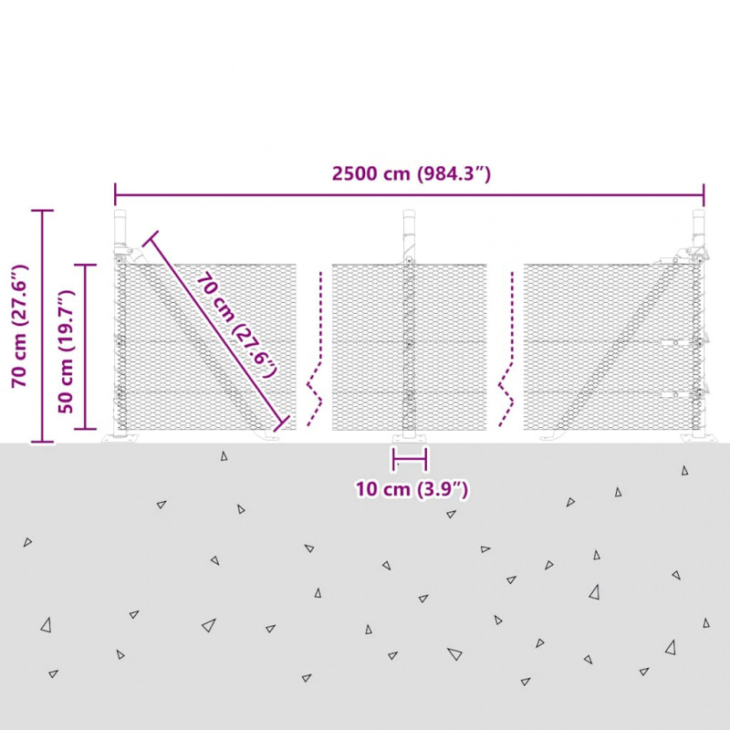 Słupek ogrodzeniowy. Szary 25 x 0,5 m (siatka 13 mm) Stal