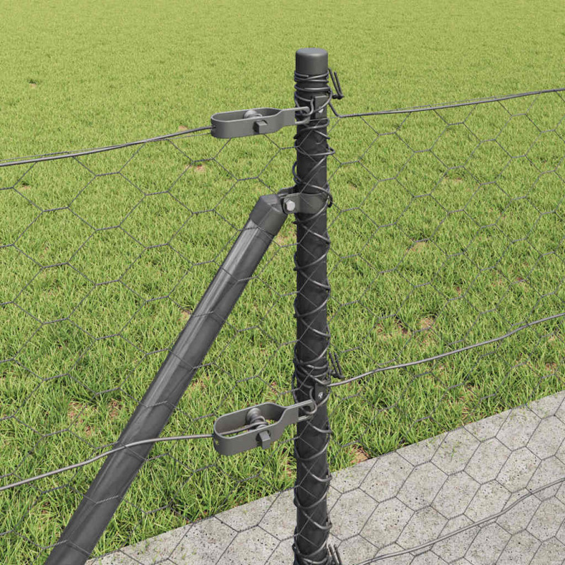 Słupek ogrodzeniowy. Szary 25 x 0,6 m (siatka 50 mm) Stal i PVC