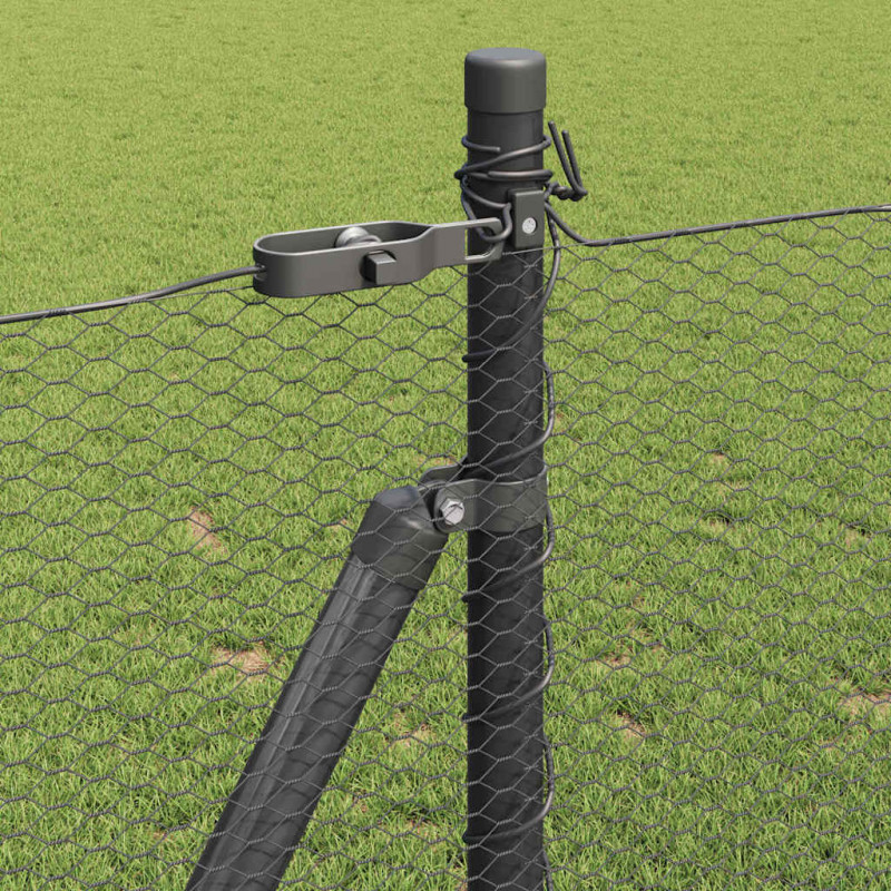 Słupek ogrodzeniowy. Szary 25 x 0,8 m (siatka 13 mm) Stal i PVC