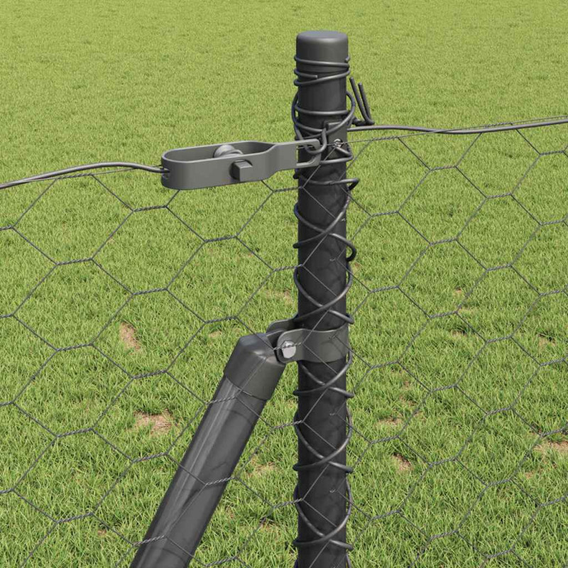 Słupek ogrodzeniowy. Szary 25 x 0,8 m (siatka 50 mm) Stal i PVC