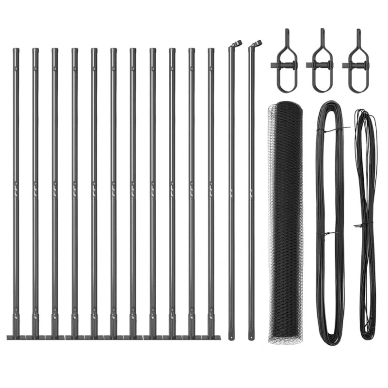 Słupek ogrodzeniowy. Szary 25 x 1 m (25 mm siatka) Stal