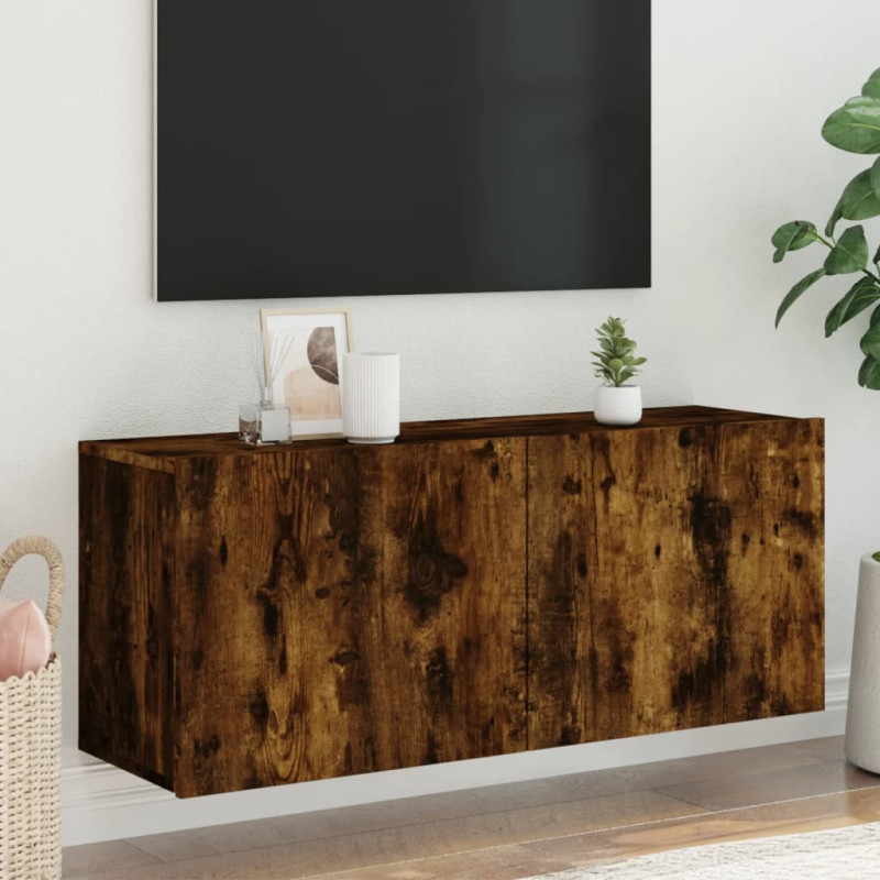 Szafka pod telewizor, ścienna, przydymiony dąb, 100x30x41 cm