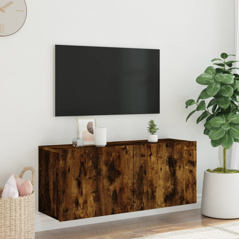 Szafka pod telewizor, ścienna, przydymiony dąb, 100x30x41 cm