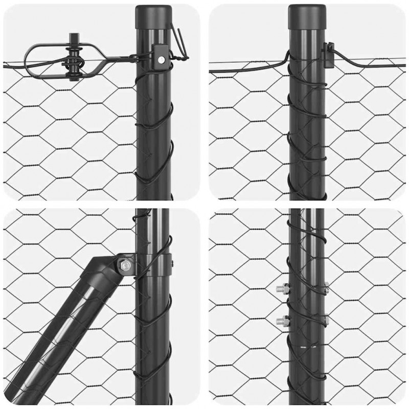 Słupek ogrodzeniowy. Szary 25 x 1,4 m (25 mm siatka) Stal i PVC